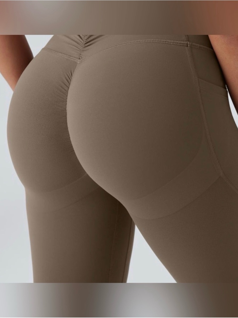 NWOT Halara Brown Tummy control & butt lift Leggings with Pockets size L